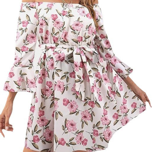Kvinders Off-Shoulder Kjole med Farverigt Mønster Stilla
