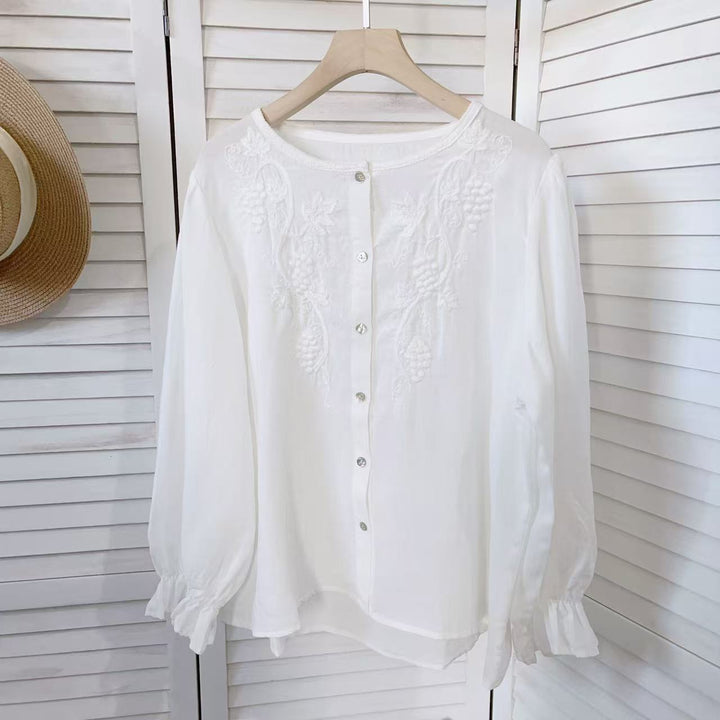 Femme Classic Bestickte Button-Up Bluse Stilla
