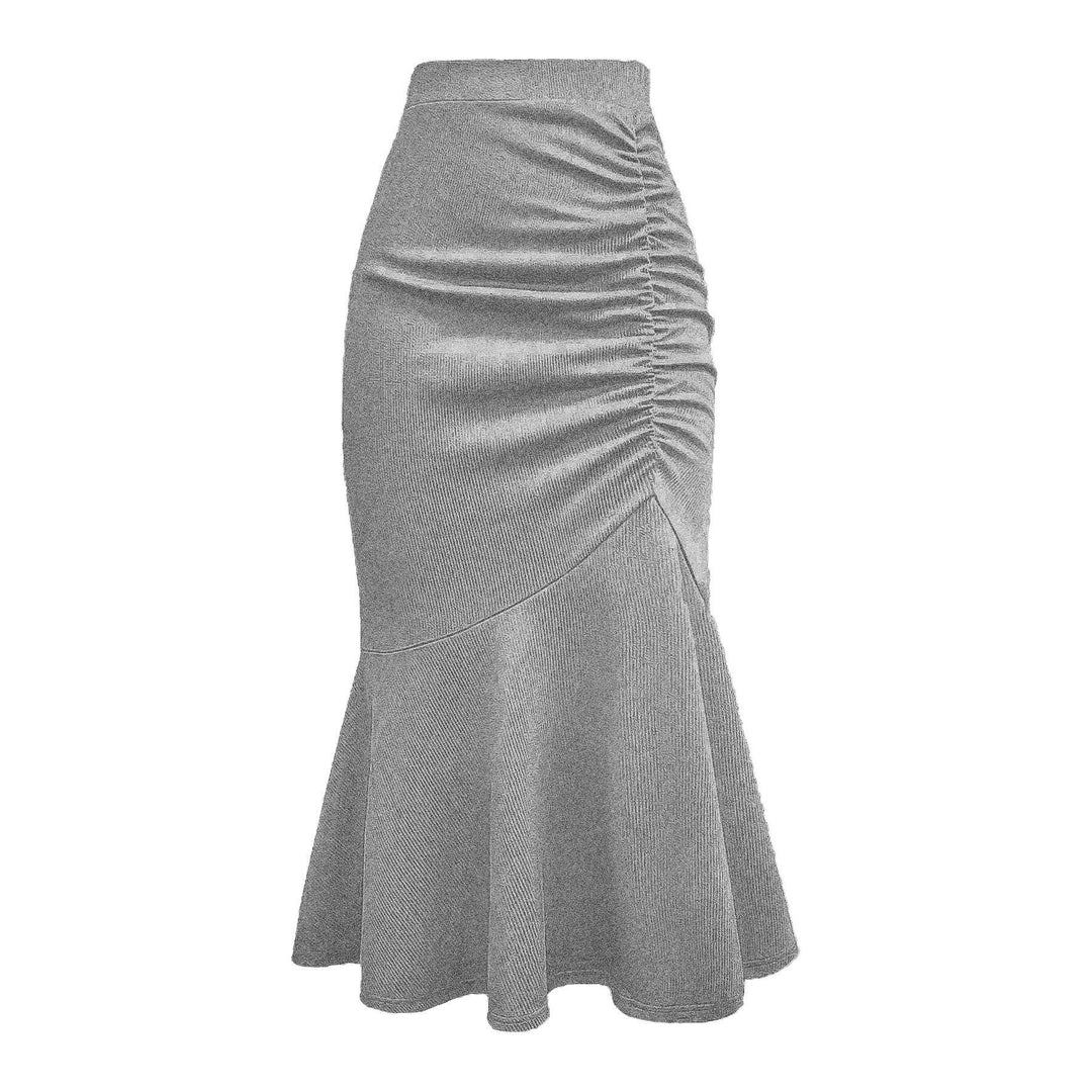 Dame elegant midiskørt med asymmetrisk snit og rynkning