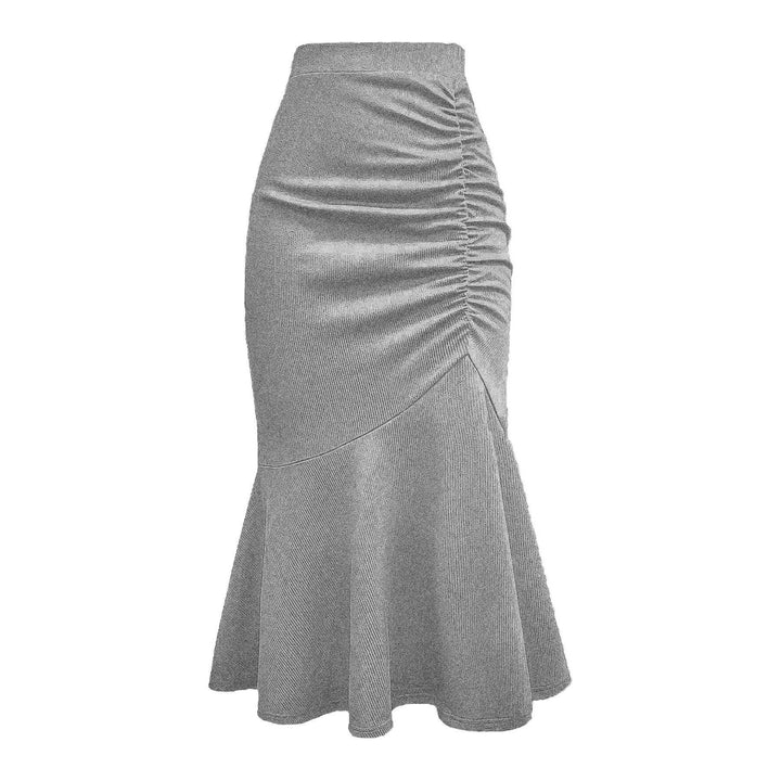 Dame elegant midiskørt med asymmetrisk snit og rynkning