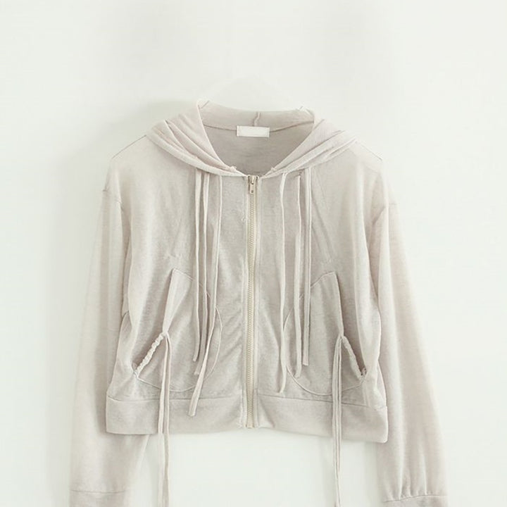 Kvindernes trendy cropped hættejakke med praktisk lynlås Stilla