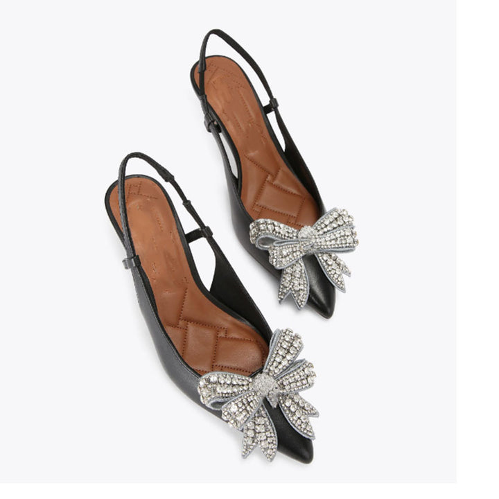 Dame Slingback spidse sko med udsmykkede sløjfedetaljer Stilla