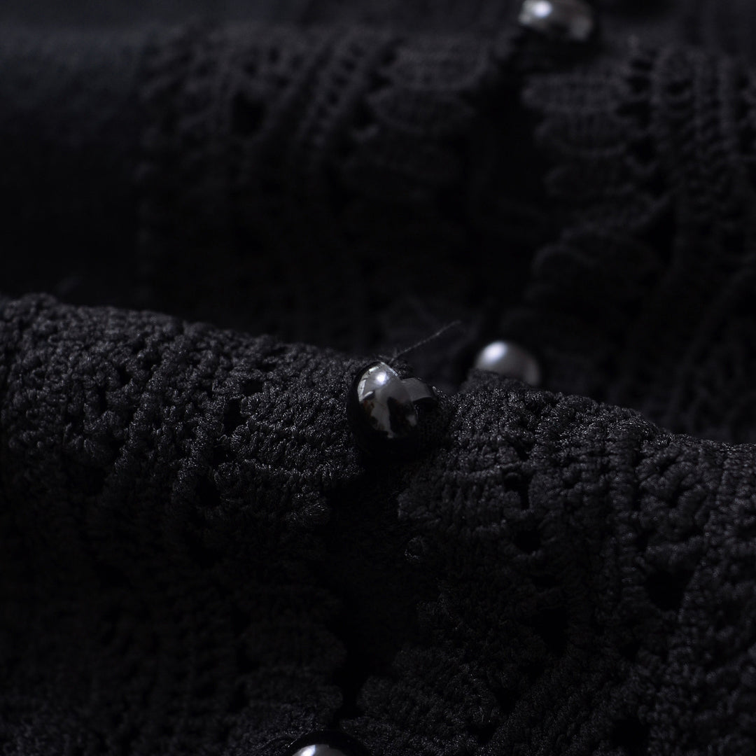 Dame Elegant Knap Cardigan med Spidskant Stilla