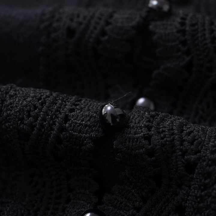 Dame Elegant Knap Cardigan med Spidskant Stilla
