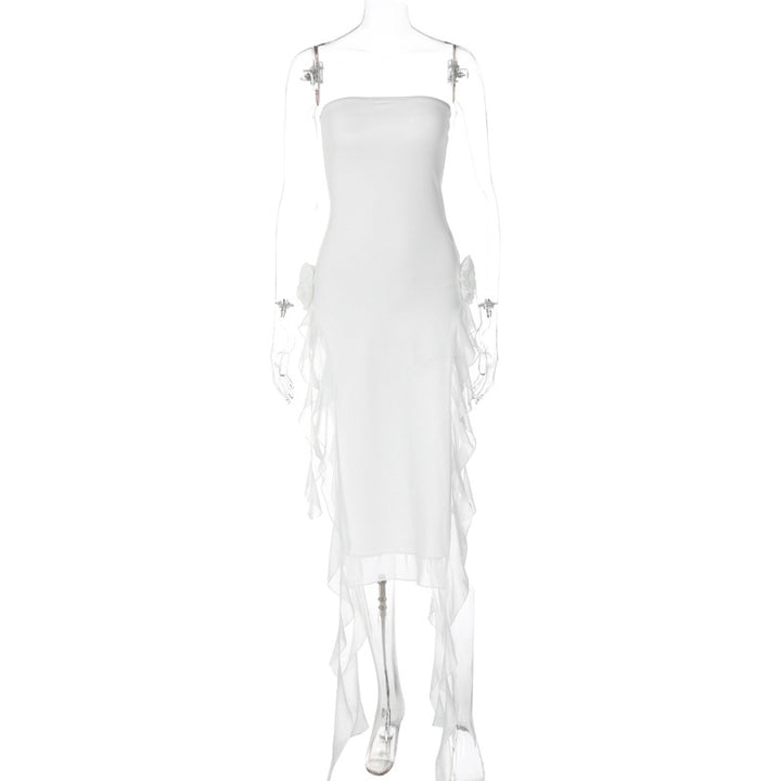 Dame langærmet kjole med transparente flæsedetaljer og elegant design Stilla