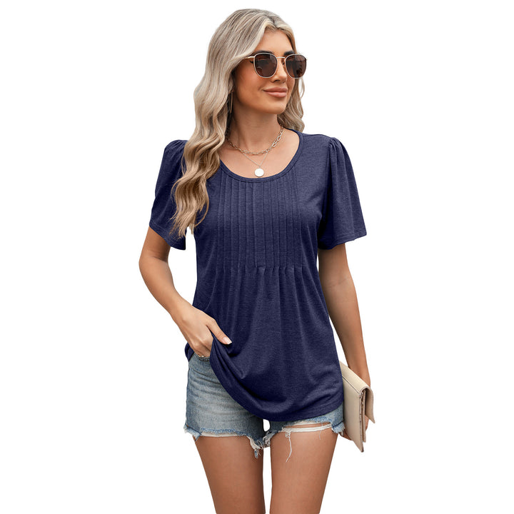 Dame elegant top med rynket design Stilla