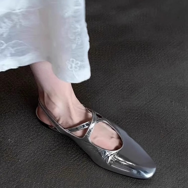 Dame Slingback-flade med kvadratisk tåform og justerbare remme Stilla