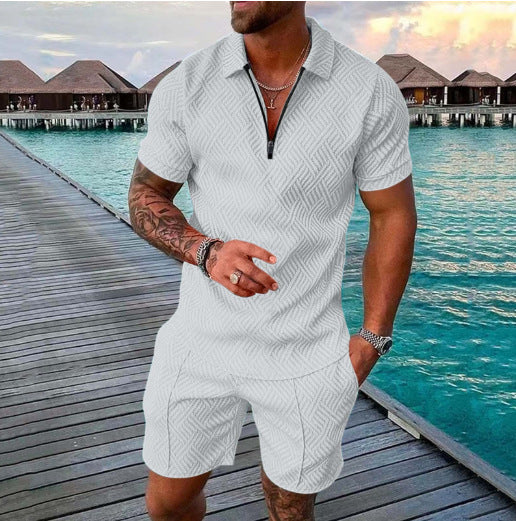 Herrer moderigtig kort overall med struktureret design Stilla