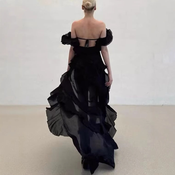 Femme Rüschen Asymmetrisk Midi Kjole Stilla