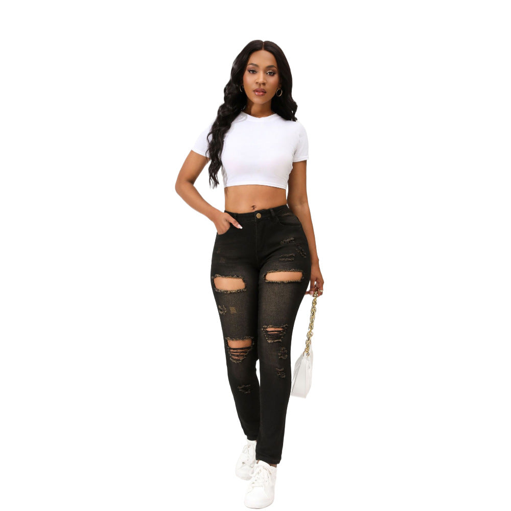 Dame Ripped Skinny Jeans med høj talje Stilla