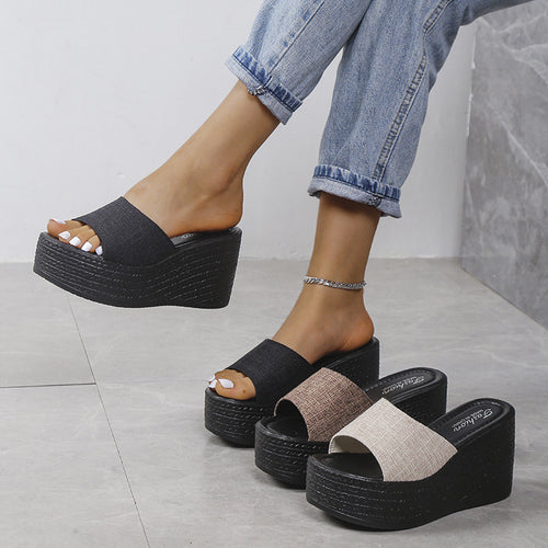 Dame Wedge-sandaler med elegant stofoverdel og skridsikker sål Stilla