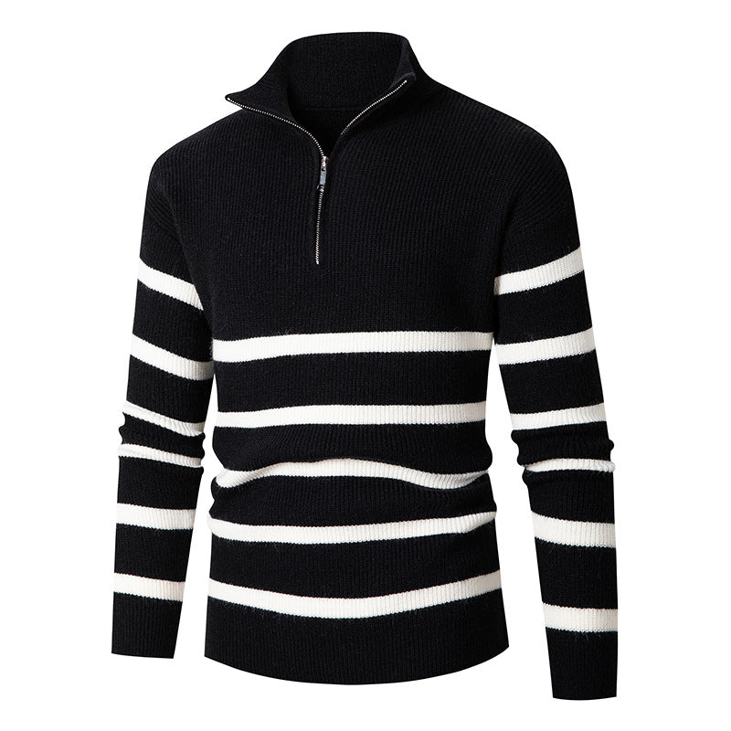 Herre Høj Hals Stribet Pullover Sweater Stilla