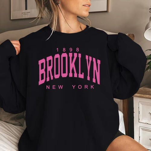 Kvinders sweatshirt med afslappet Brooklyn print og behagelig pasform Stilla
