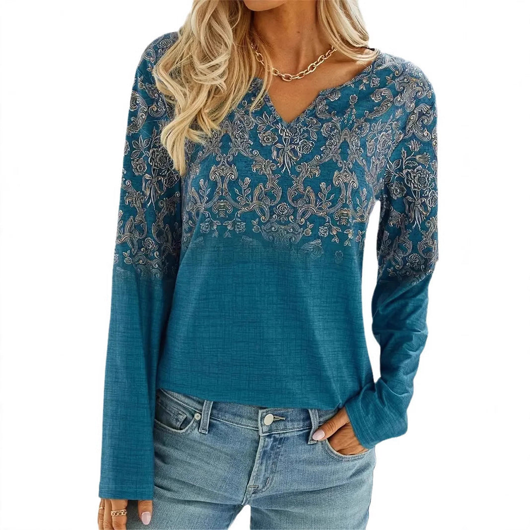 Dame longsleeve med filigranmønster Stilla