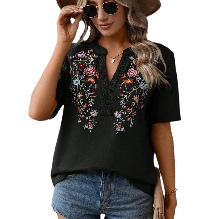 Dame Fantastisk broderet bluse i afslappet stil Stilla