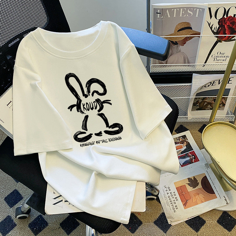Dame T-shirt med legesyg kanin-design Stilla