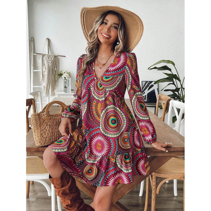 Femme Vibrant Bohemian-Style Mini Kjole Stilla