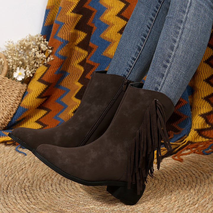 Dame ankle boots med frynset detaljer Stilla