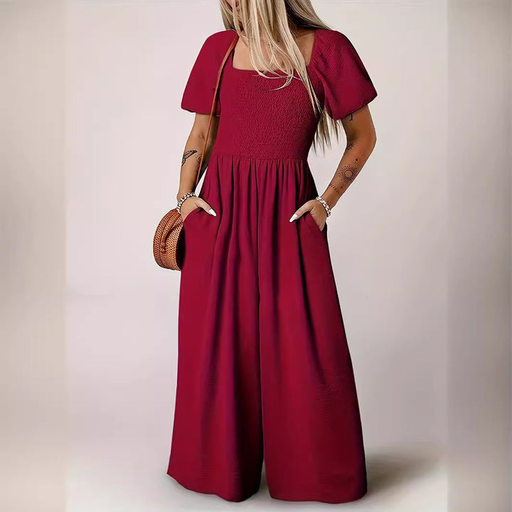 Dame Elegant Jumpsuit med Puffærmer og bred skæring Stilla