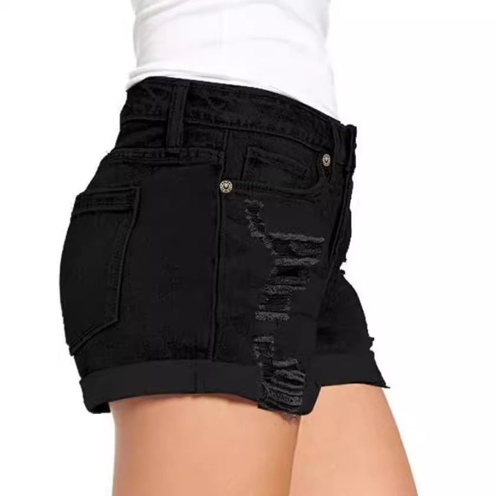 Dame Ripped Denim-Shorts med moderne design og afslappet snit Stilla