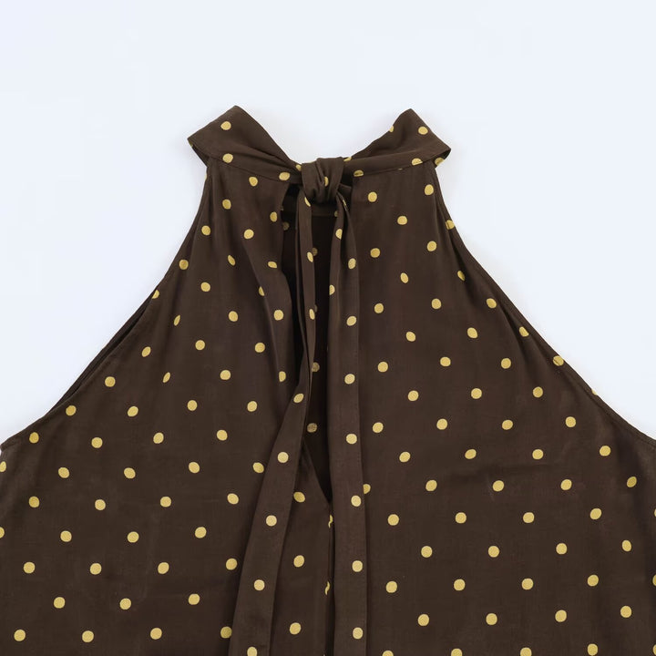 Dame maxikjole med elegant flæse og moderne punkdesign Skovae