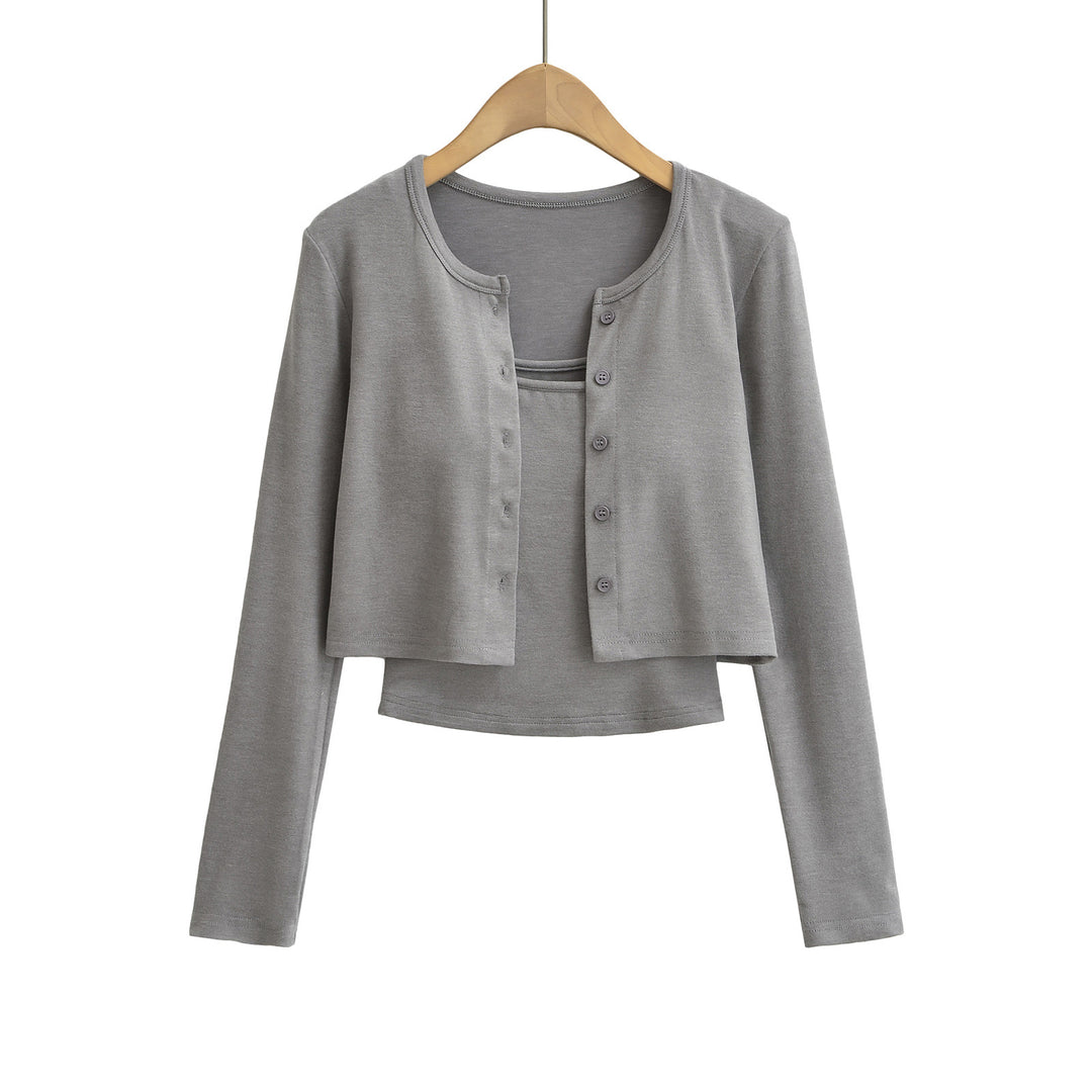 Dame cropped cardigan med knapbart design og blødt stof Stilla