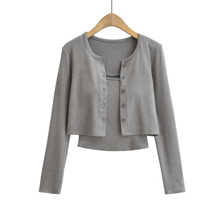 Dame cropped cardigan med knapbart design og blødt stof Stilla