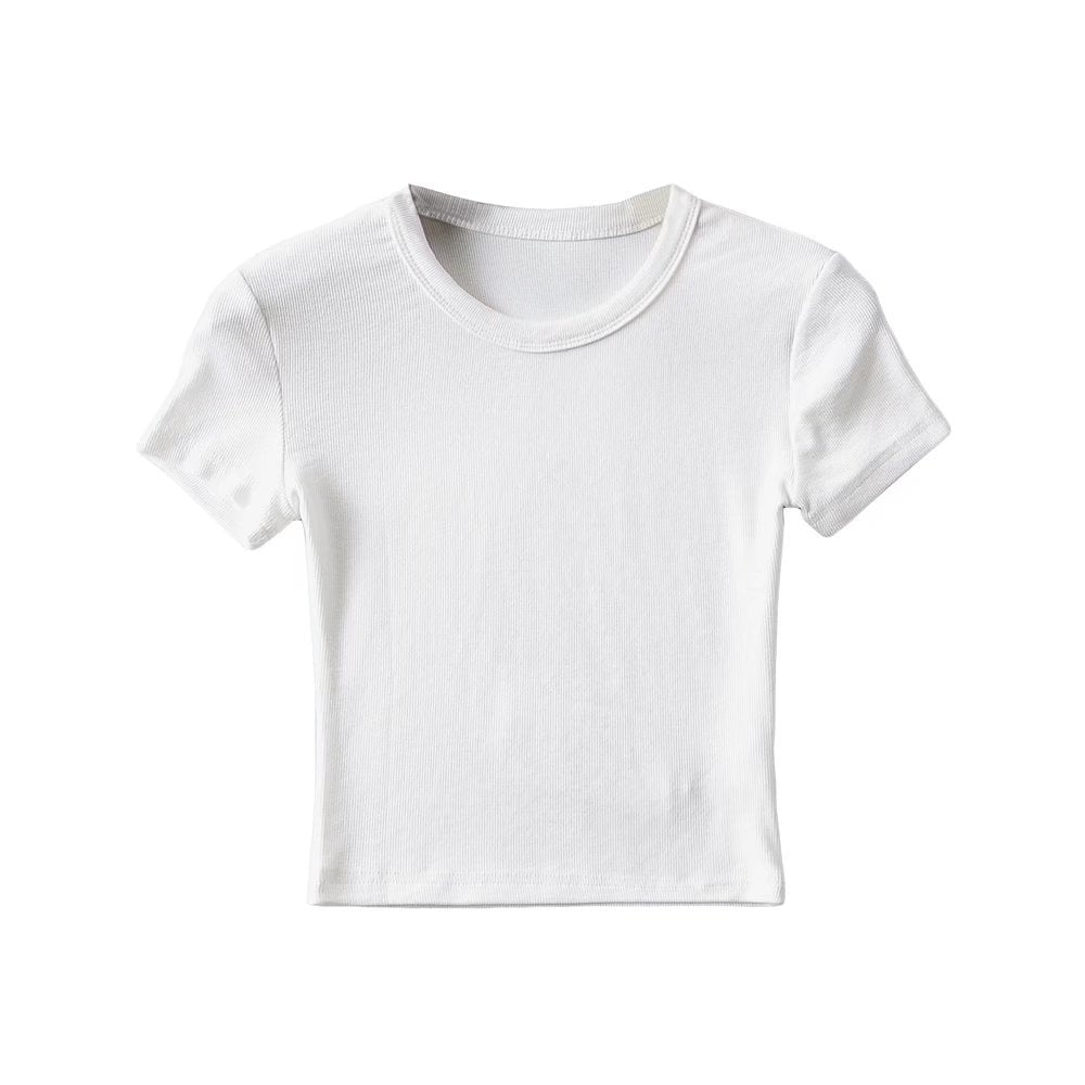 Damer cropped T-shirt med elastisk pasform og rund halsudskæring Stilla