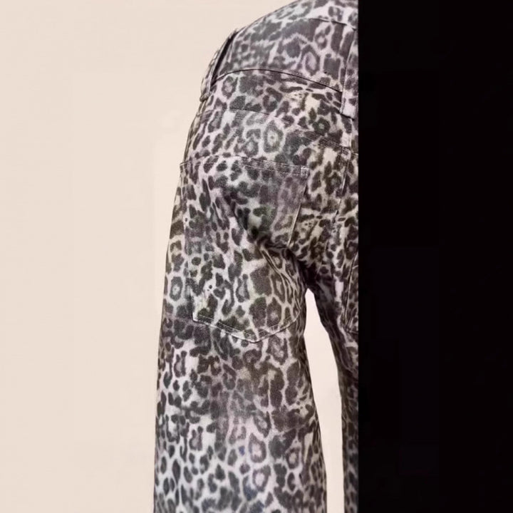 Dame Bredbenede Leopardmønsterbukser Stilla