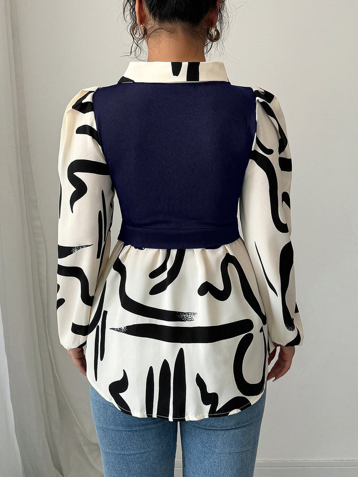 Dame Modisk Bluse med Grafisk Mønster Stilla