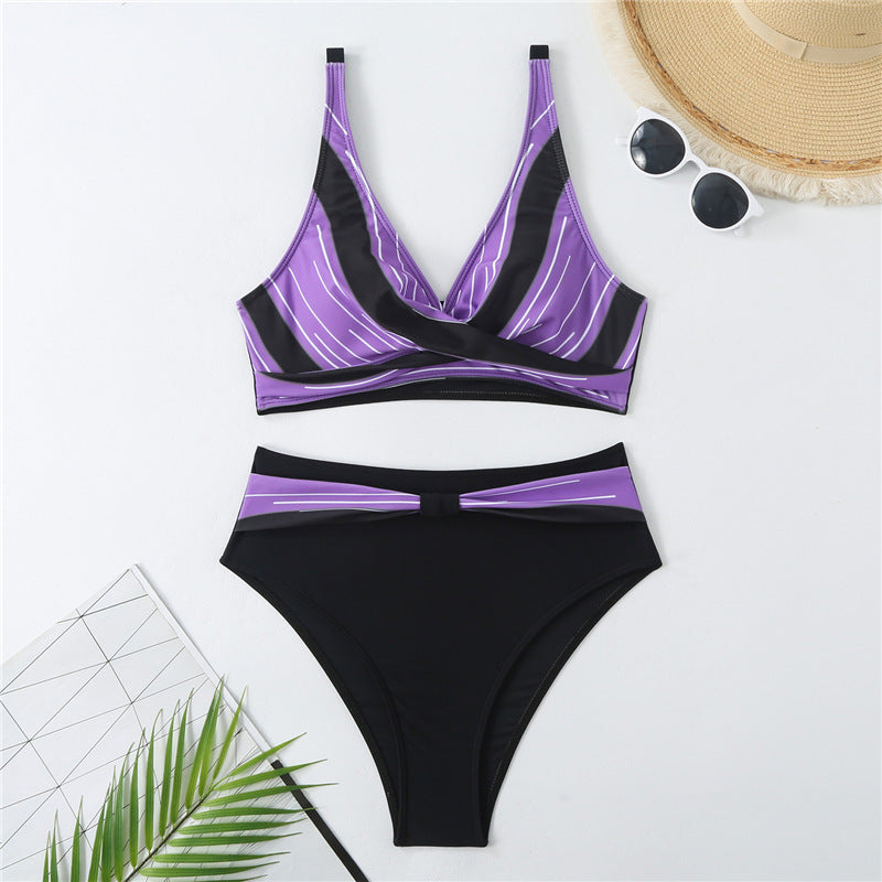 Dame triangel-bikini-sæt med moderne omslagsdesign og elastisk talje Stilla