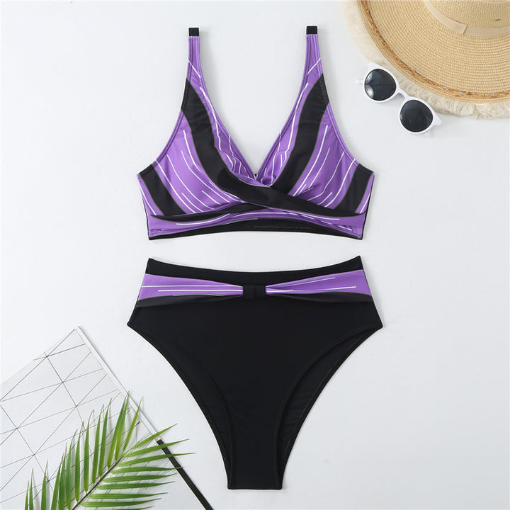 Dame triangel-bikini-sæt med moderne omslagsdesign og elastisk talje Stilla