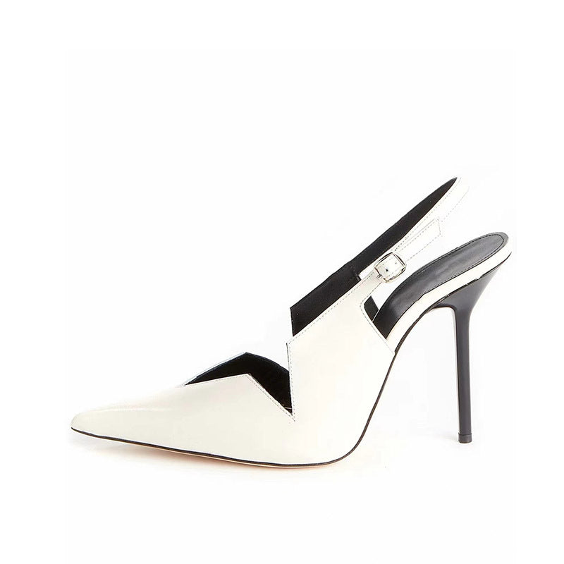Dame spidse slingback-høje hæle med asymmetrisk cut-out-design Stilla