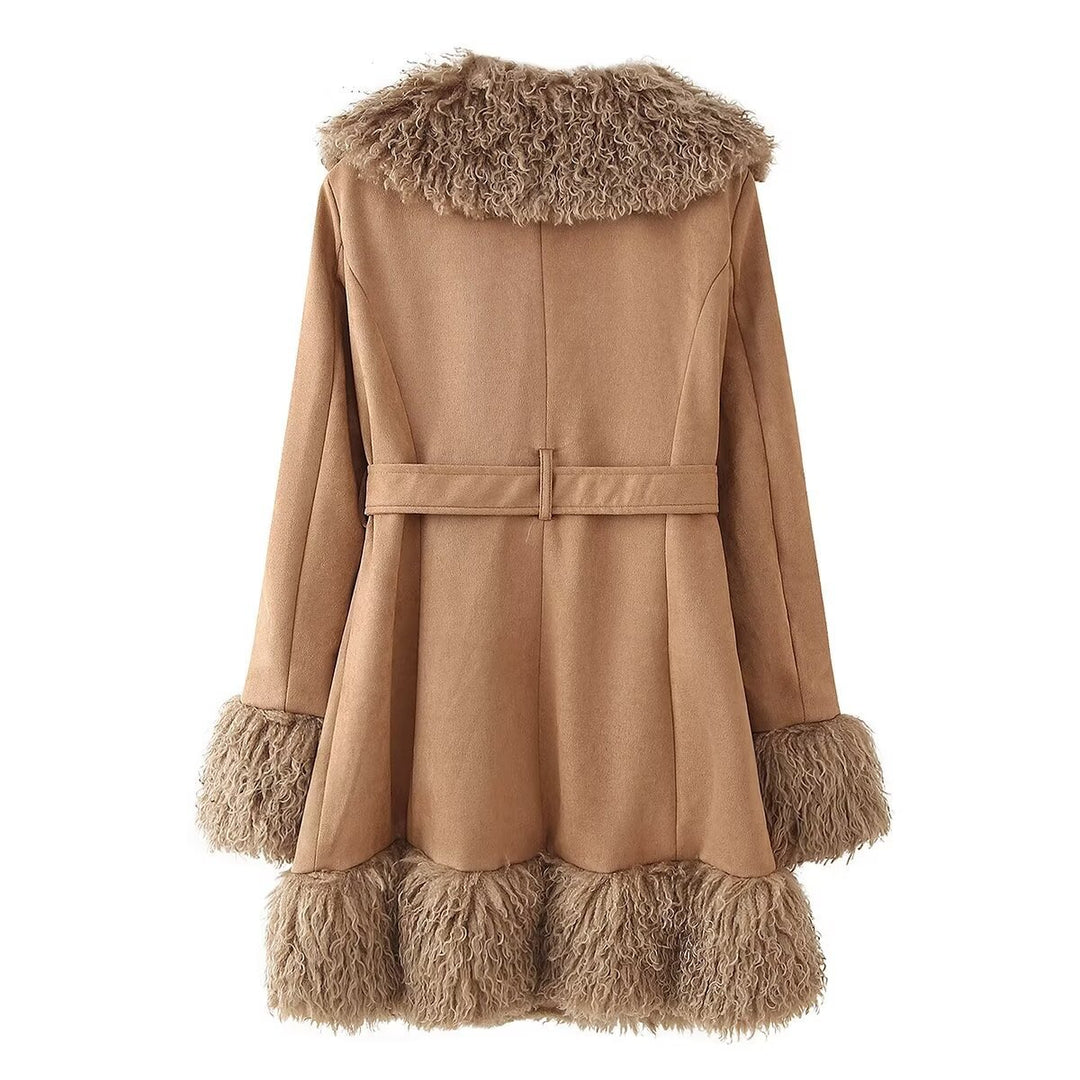 Femme Cozy Kunstpelskrave Utility Frakke Stilla