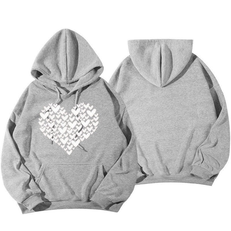 Kvinders hætte Sweatshirt med stort hjerte design Skovae
