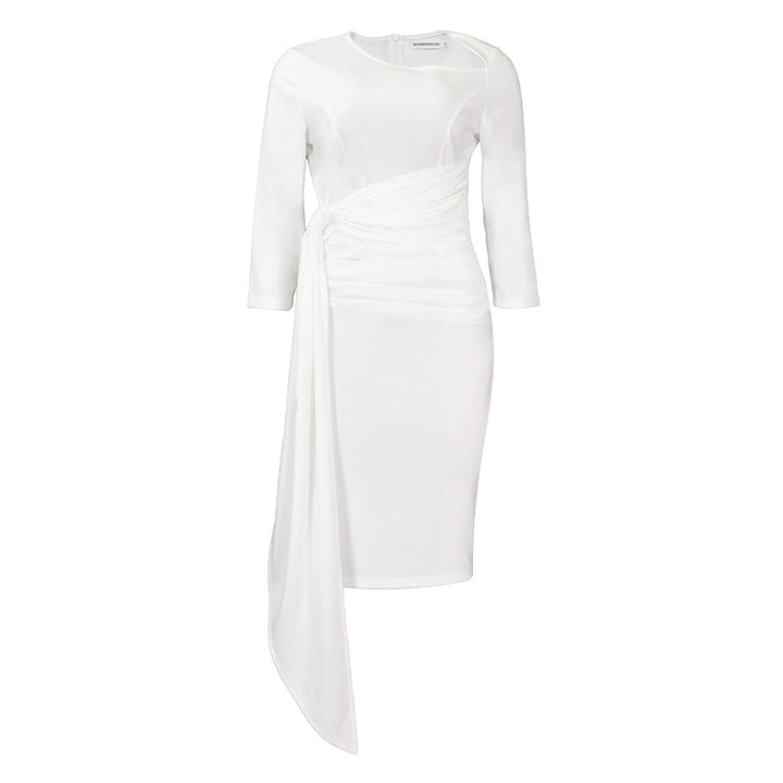 Dame viklekjole med elegant draperingselement og lang skød Stilla