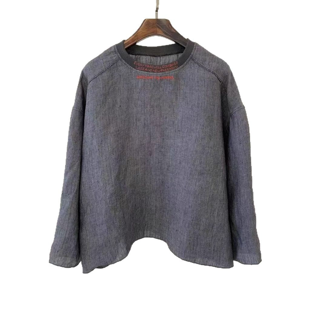 Femme Relaxed Fit Linned Rundhalset Sweatshirt Stilla