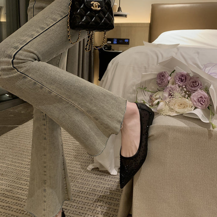 Damer elegante spidse ballerinaer med strass-dekor Stilla