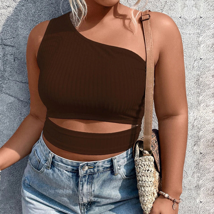 Dame asymmetrisk Crop-Top med fin ribstruktur og tætsiddende design Stilla