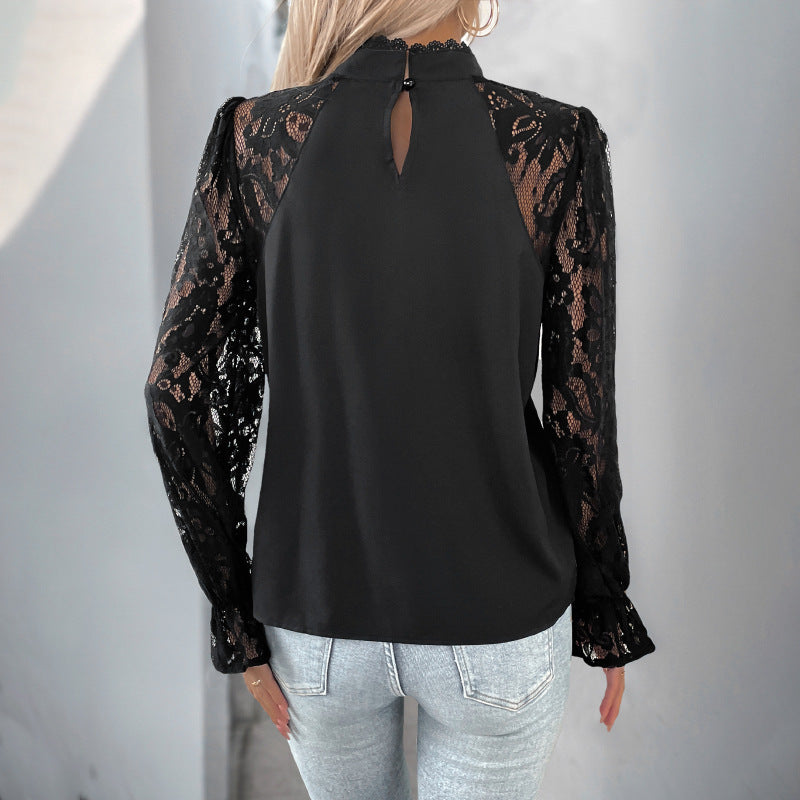 Dame elegant spidsærme bluse Stilla
