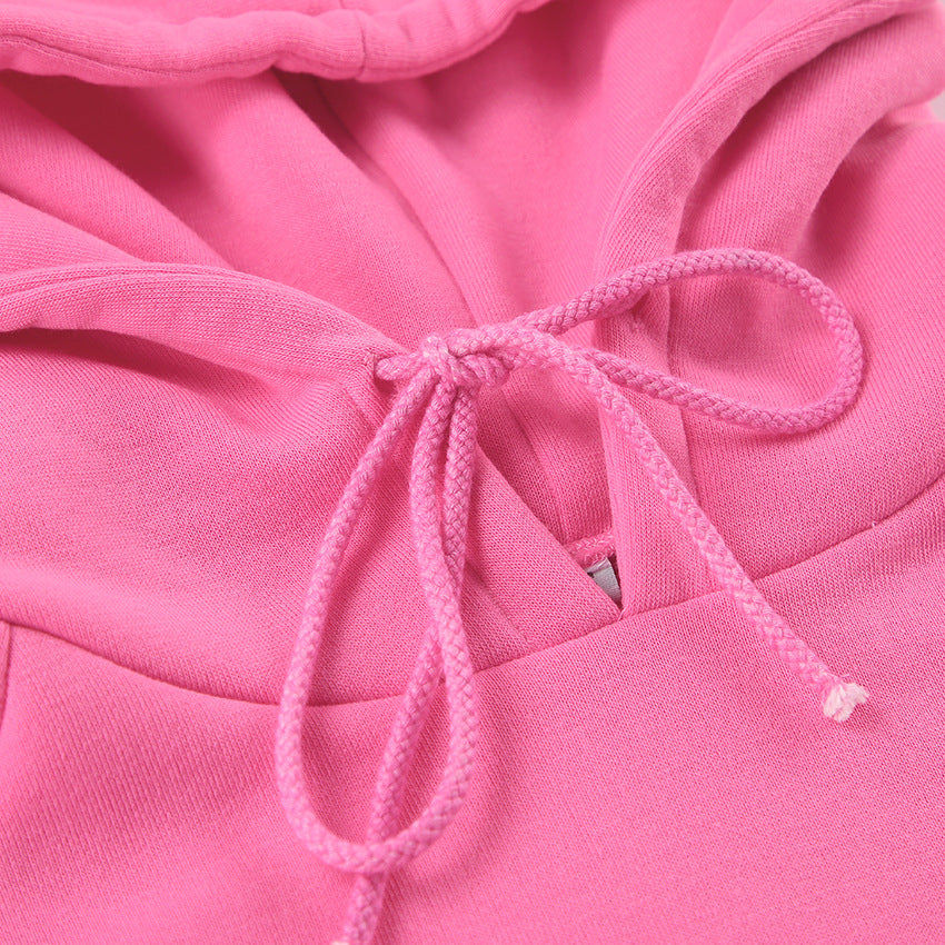 Dame Oversized Hoodie med høj krave og forbindelsessnøring Stilla