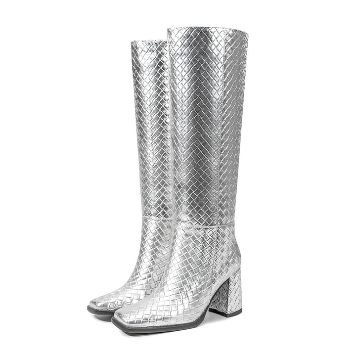 Femme Over-the-Knee Metallic Blockhæls støvler Stilla