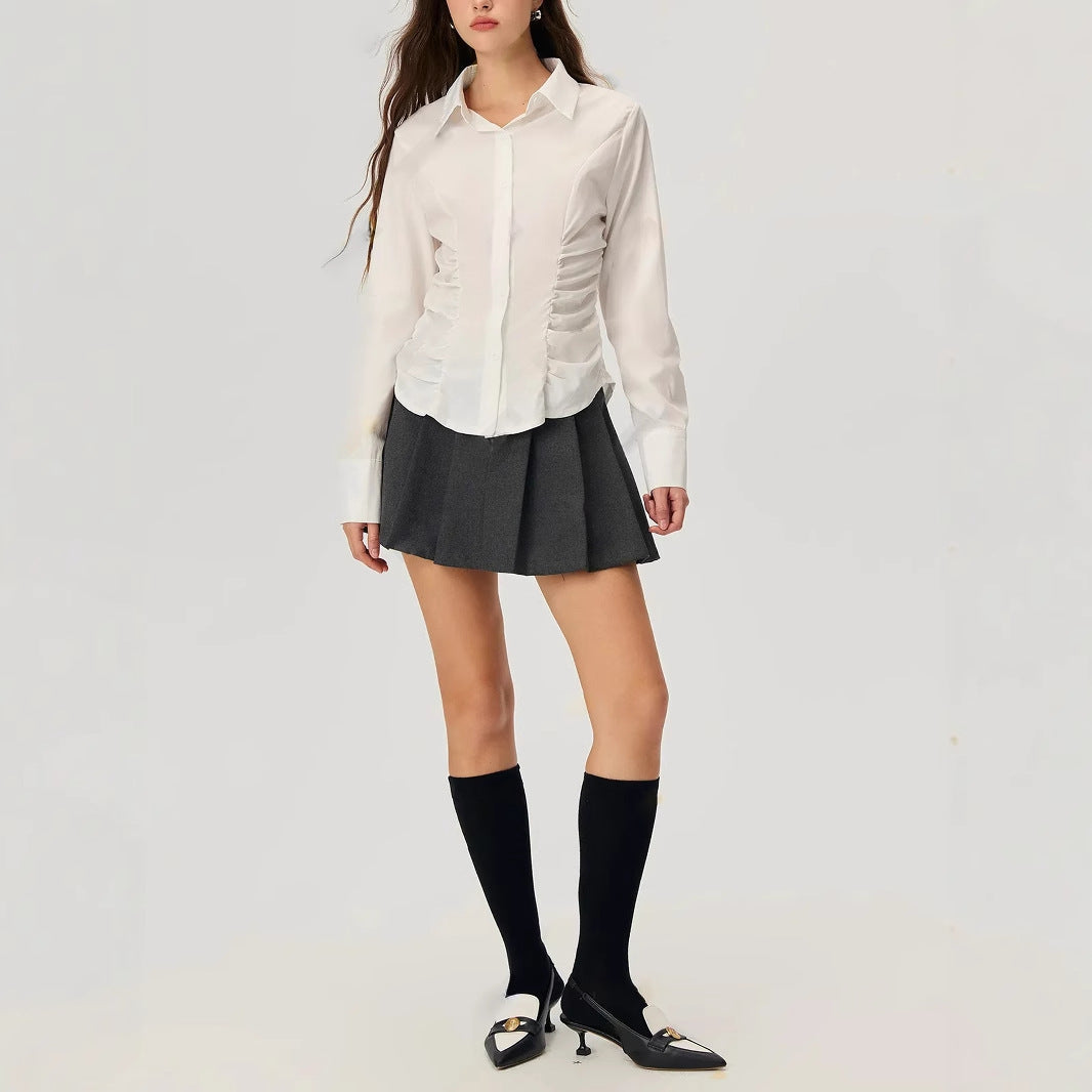Dame elegant bluse med volangdetaljer Stilla