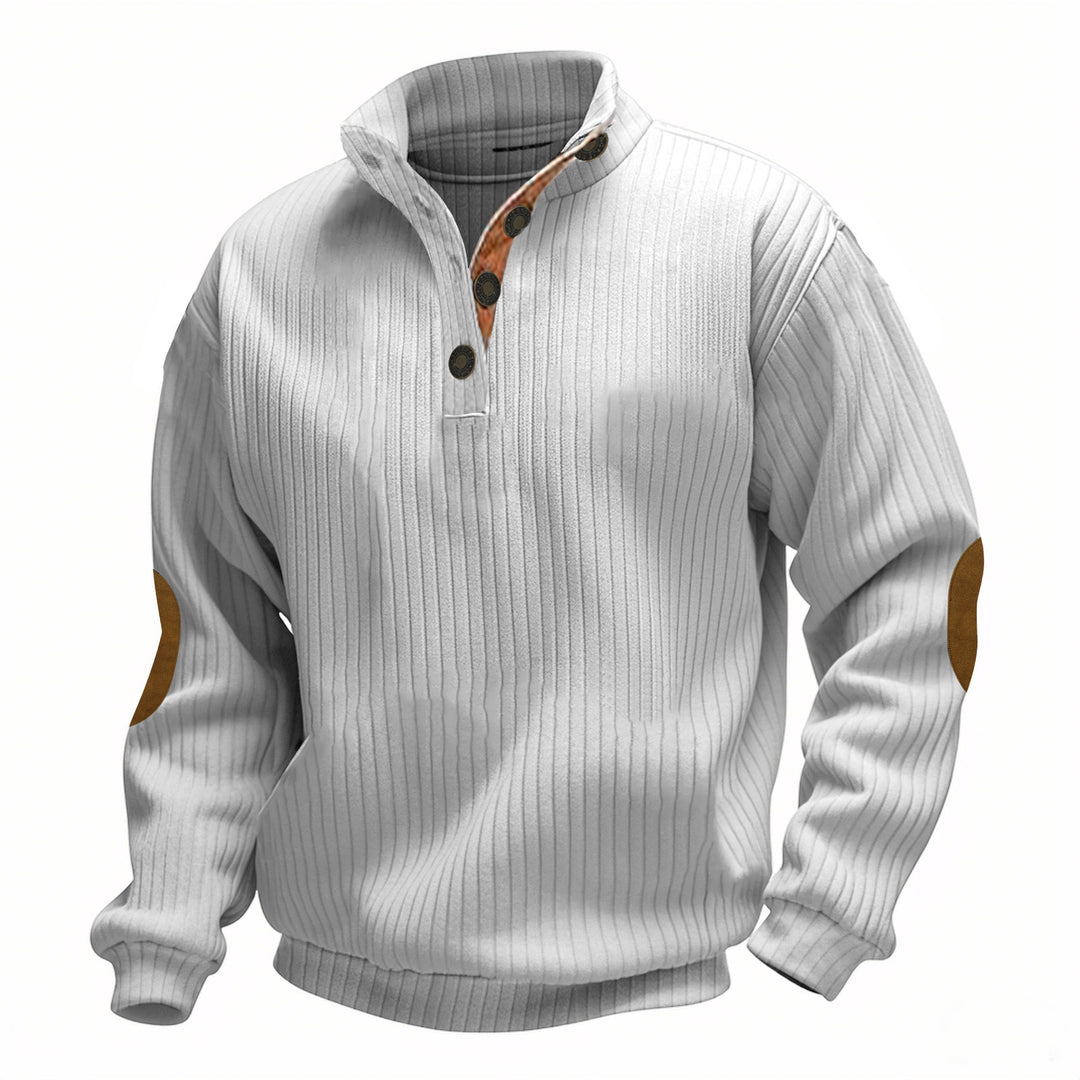 Herrer pullover med struktureret design og læderdetaljer Stilla