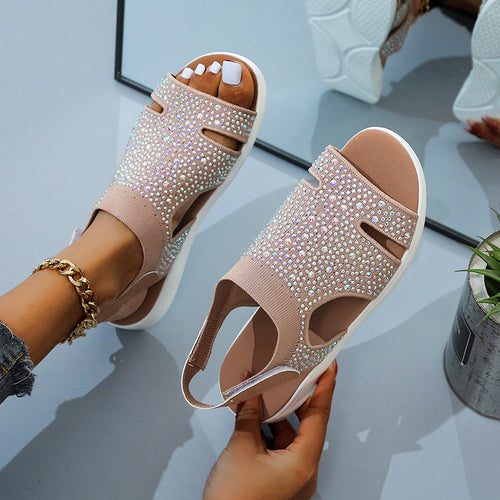 Dame Mode Sandaler med glitrende strass dekorationer og behagelig pasform Stilla