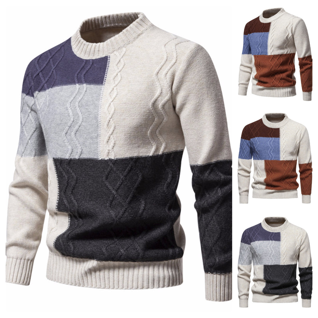 Herrernes Patchwork Kabelstrikpullover Stilla