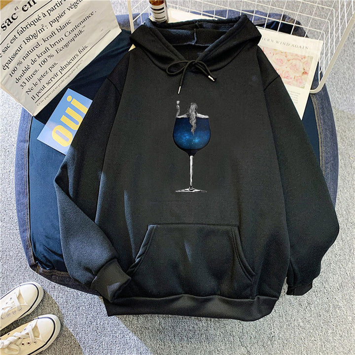 Kvinders hoodie med kreativ cocktail design Skovae