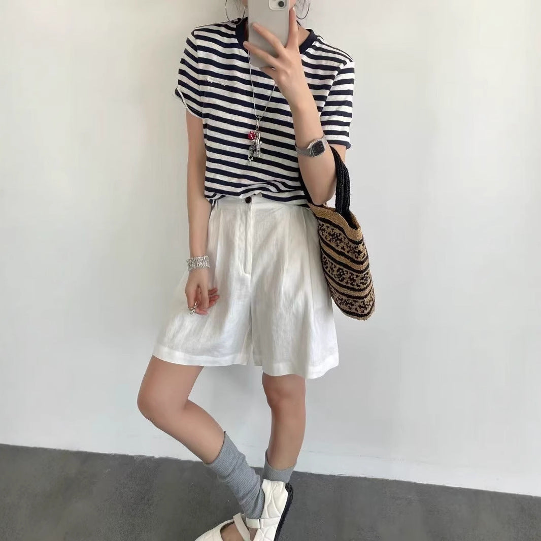 Dame Casual Stribet Bomulds-T-Shirt Stilla