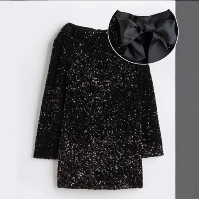 Dame Glitrende Paillet Mini Kjole Stilla