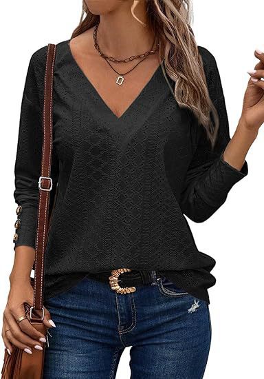 Dame V-hals sweater i hulstrik Stilla